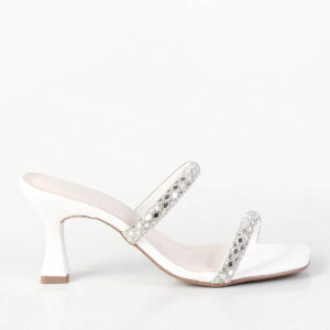 Tamanco Via Marte Salto Médio Branco Feminino